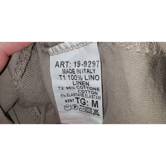 Grey Violet M Made In Italy 100% Linen Taupe Long Minimalist Tunic Top Lagenlook - Picture 6 of 6